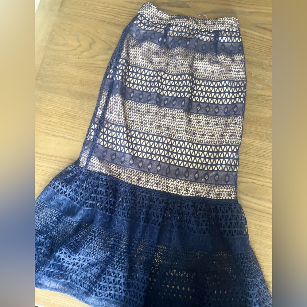 ASOS Navy‎ Peplum Lace Midi Skirt NWOT !!!!